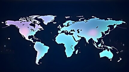Naklejka premium Glowing World Map Digital Art Abstract Background