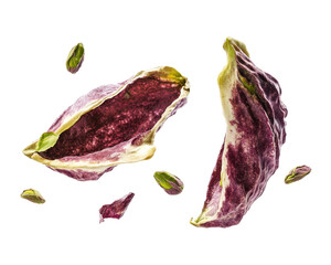 Fototapeta premium Dried fruit pieces with seeds, showcasing texture and color.