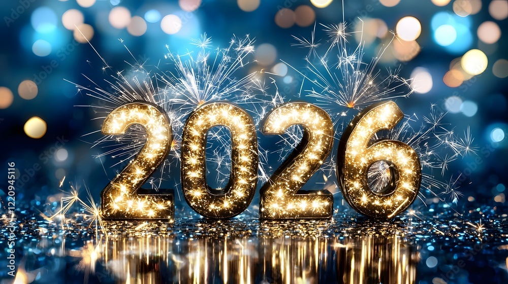 Poster vibrant and lively new year s with glowing sparklers spectacular fireworks and other festive party e