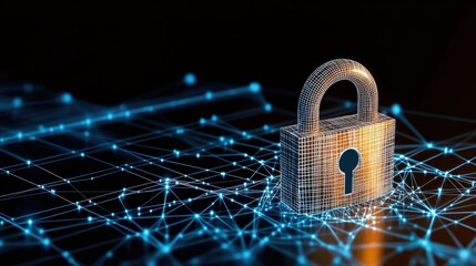Digital padlock symbolizing cybersecurity and data protection