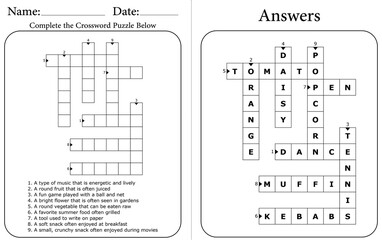 Fun Printable Crossword Puzzle: Educational Word Game for Kids & Adults