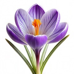 Purple crocus flowers on white.