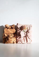 Eco friendly gifts wrapped fabric.