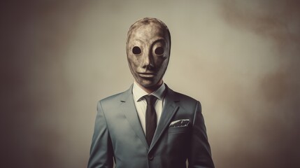 Obraz premium A person with a question mark instead of a head, soft light background,generative ai illustration