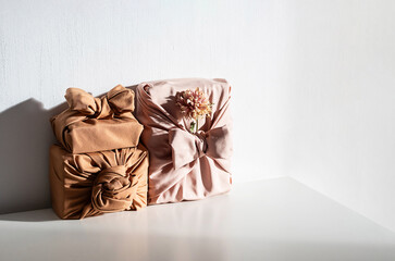 Eco friendly gifts wrapped fabric.