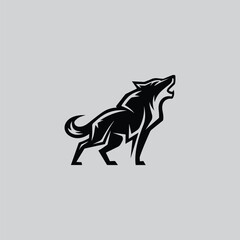 Obraz premium Howling Wolf Logo with vector template design