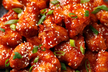 Crispy Sesame Chicken with a sticky asian sauce