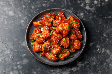 Crispy Sesame Chicken with a sticky asian sauce