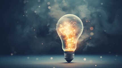 A thought bubble with a lightbulb inside, showing an idea, with ample space on the left or right side, soft light background,generative ai illustration