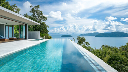 Fototapeta premium Luxury Villa with Infinity Pool and Stunning Ocean View