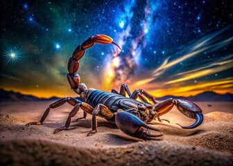 Long Exposure Photography of Scorpion in Desert Night