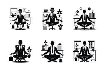 Silhouette of Mindful Office Yoga for a Balanced Workday