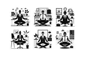 Silhouette of Mindful Office Yoga for a Balanced Workday