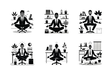 Silhouette of Mindful Office Yoga for a Balanced Workday