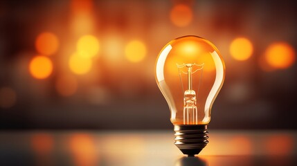 Symbol of a lightbulb turning on to represent an idea with ample space on the left or right side, soft light background,generative ai illustration