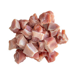 Fresh raw meat cubes ready for cooking, ideal for various dishes