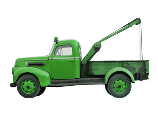 Fototapeta premium Retro Green Tow Truck isolated