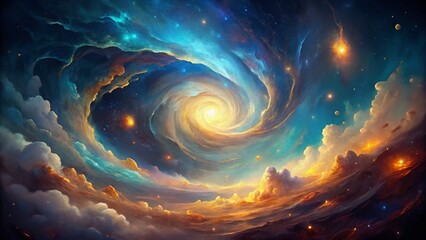 Long Exposure Watercolor Design Background with Logo Space - Abstract Cosmic Art