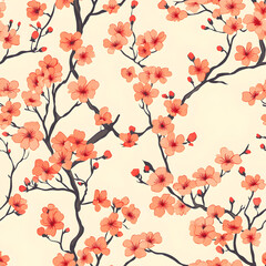 Fototapeta premium A sakura (cherry blossom) pattern seamless tilebale 