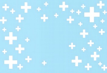Fototapeta premium Light Blue Background with Scattered White Plus Signs