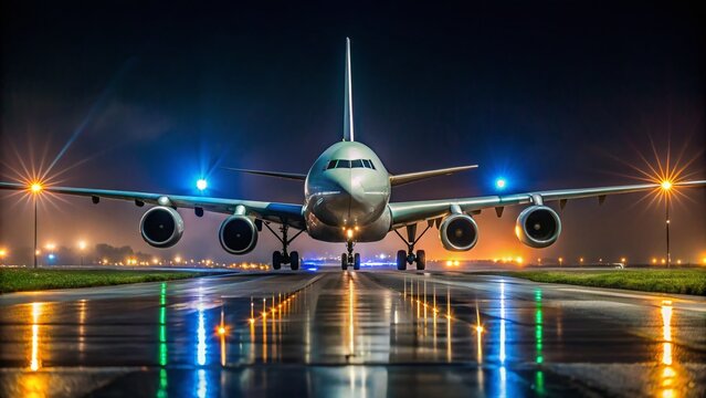 Low Light Taxiing Airplanes at Malpensa Airport - Night Photography