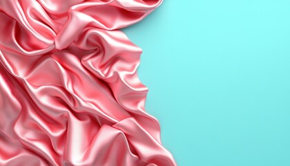 This image does not depict a Secure private connection network, or any related concepts It shows a pink fabric draped against a light blue background The image does not show any digital or futuristic