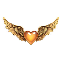 Obraz premium Pair of Golden Wings with a Heart Motif in the Center, Symbolizing Love