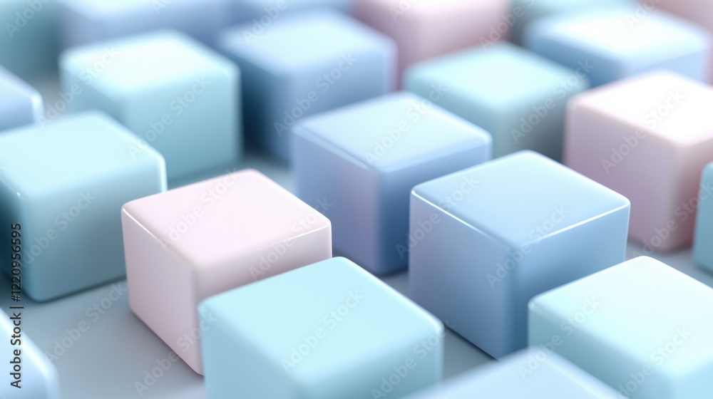 Canvas Prints a row of blue and pink cubes are arranged in a pattern