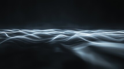 A black and white image of a wave with a lot of white lines