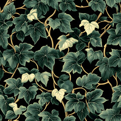 A tsuta (ivy) pattern seamless tilebale 