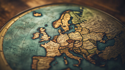 Old world map showcasing European countries and geography in detailed illustration