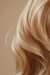 Sensual young woman with healthy glossy shiny blonde hair close up detail texture, commercial photography. Natural hairdressing procedure.