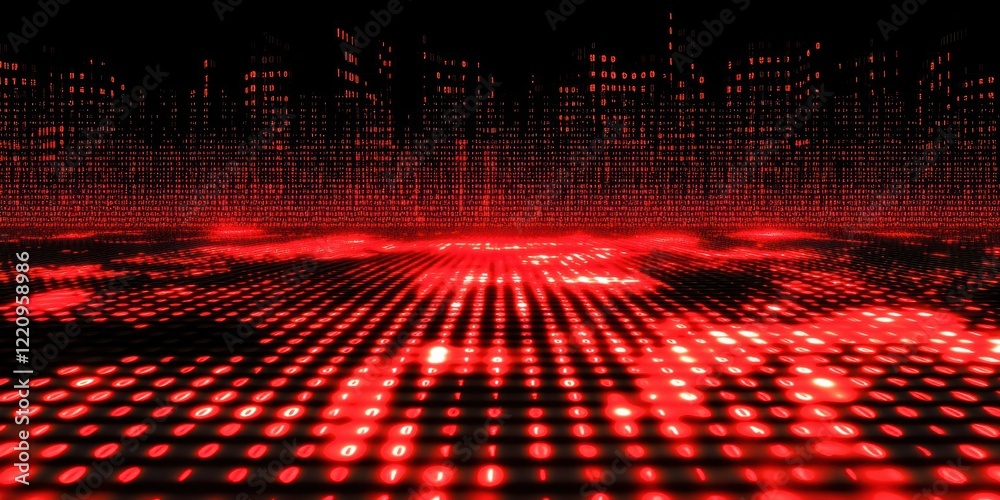 Poster red background with many small red dots