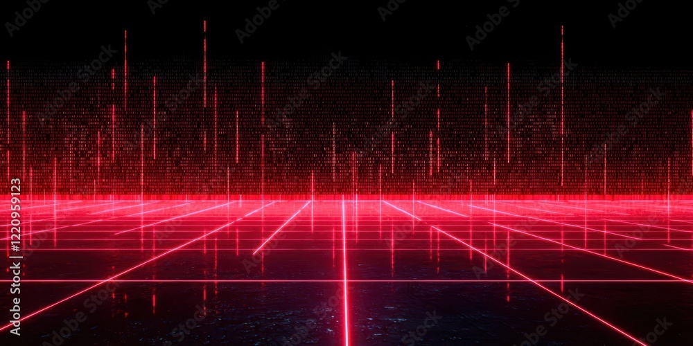 Aufkleber red background with a grid of squares