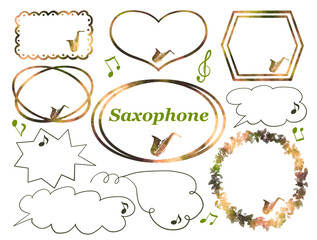 サクソフォンのフレームと吹き出しのセット
