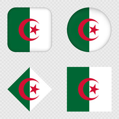 Algeria Flag Icons Pack. Vector illustration.