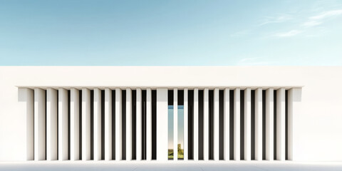 Modern architectural design featuring bold lines and open spaces in bright daylight