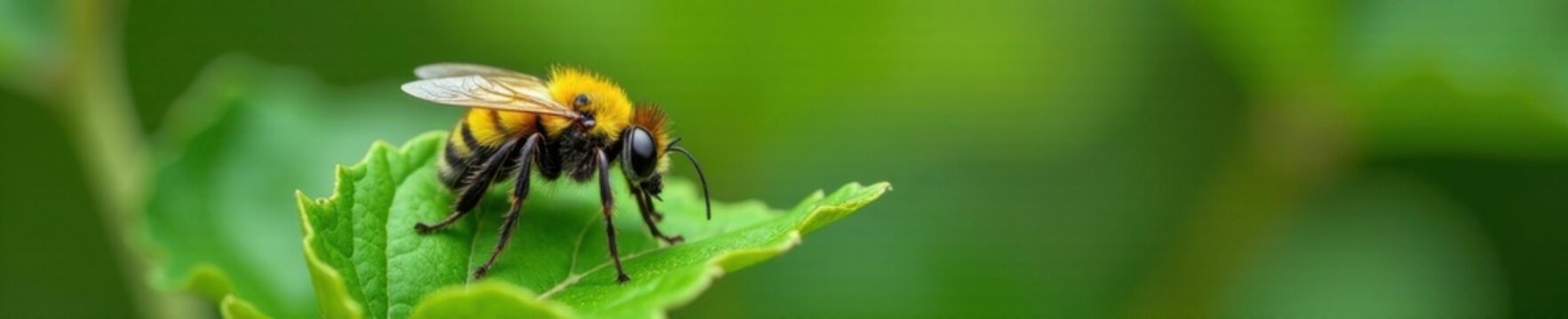 Gelbbindige furchenbiene halictus scabiosae on a leaf, gelbbindige furchenbiene, nature