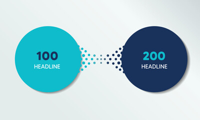 2 elements scheme, diagram. Two connected circles. Infographic template.