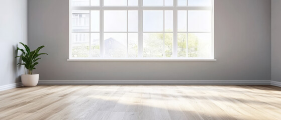 Fototapeta premium Bright and spacious room with large windows and natural light in a modern setting