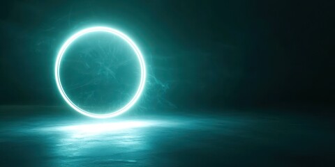 Blue circle is lit up in the dark