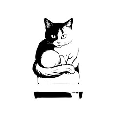 Cat Sleeping Vector Logo Design