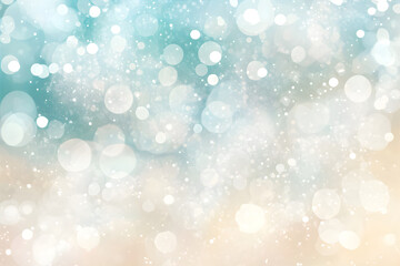 Abstract silver glitter and circle shaped bokeh on blurry background. Festive backdrop for holiday or event. Summer blurry background.	