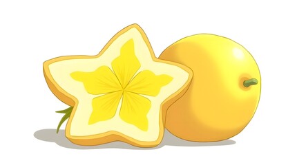 Juicy Star Fruit and Yellow Fruit Illustration