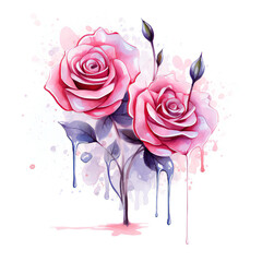 Surreal Watercolor Melting Roses with a Dreamy and Ethereal Design, Perfect for Love, Romance, and Valentine's Day