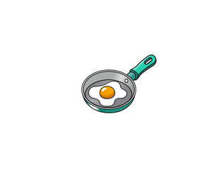 Vector illustration of a cartoon frying pan with fried eggs	
