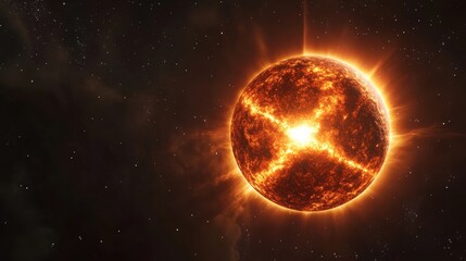 Radiant Star with Subtle Beams Illuminating Cosmic Landscape