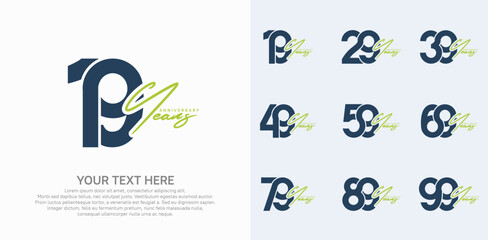 Anniversary logo set vector design, black and green color for celebration event