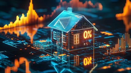 Holographic House with Dynamic Financial Graphs Illustrating Investment Opportunities