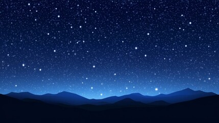 Starry night sky over serene mountain landscape - tranquil wilderness scene with twinkling stars and silhouetted peaks